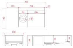 Solid-S Fontaine en solid surface noir mat, L36 x P18 x H10 cm, avec cache, modèle gauche sans trou pour robinet, 1208954157