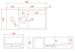 Solid-S Fontaine en solid surface noir mat, L36 x P18 x H10 cm, avec cache, modèle à gauche avec orifice pour robinet, 1208954158