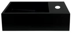 Solid-S Fontaine en solid surface noir mat, L36 x P18 x H10 cm, avec cache, modèle à droite avec orifice d'écoulement, référence 1208954163