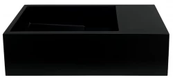 Solid-S Fontaine en solid surface noir mat, L36 x P18 x H10 cm, avec couvercle, modèle droit sans trou d'écoulement, 1208954164