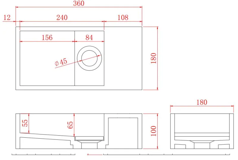 Solid-S Fontaine en solid surface noir mat, L36 x P18 x H10 cm, avec couvercle, modèle droit sans trou d'écoulement, 1208954164