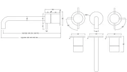 Waterevolution Flow Robinet de lavabo encastrable 3 trous Cuivre PVD avec bec 21cm T1163FCPE-21