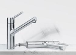 Franke Taros Neo robinet de cuisine bas en inox massif avec bec pivotant en inox 115.0596.320