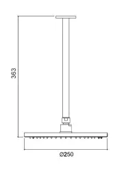 Waterevolution Flow Douche de tête 250mm avec raccord au plafond PVD Gun Metal T164225GME