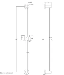 Waterevolution Flow Barre coulissante 800mm Laiton brossé T1660LE