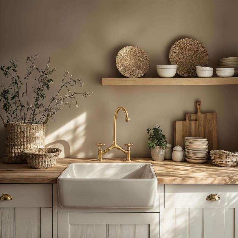 PB classic Robinet de cuisine classique nostalgique Bronze avec entraxe variable 2 trous 18-25cm 1208954352