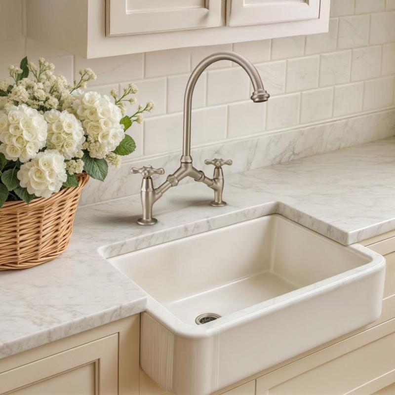 PB classic Nostalgic classic robinet de cuisine en inox avec entraxe variable 2 trous 18-25cm 1208954353