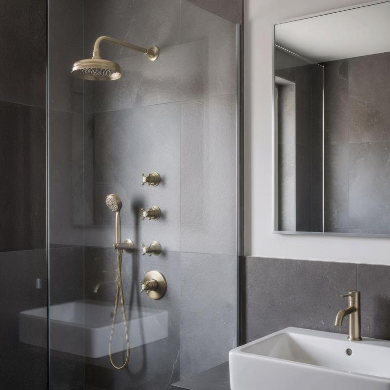 PB Classic Nostalgic thermostat encastrable pour douche avec 3 vannes d'arrêt couleur bronze