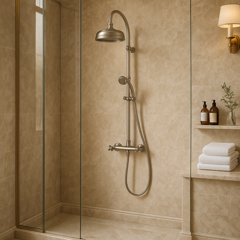 PB Classic shower column classic with thermostatic faucet and rain shower stainless steel