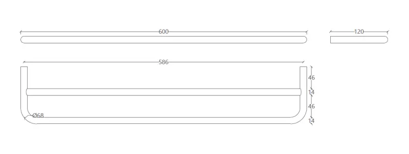 Waterevolution flow porte-serviettes double 60cm PVD Gun Metal A112DGME