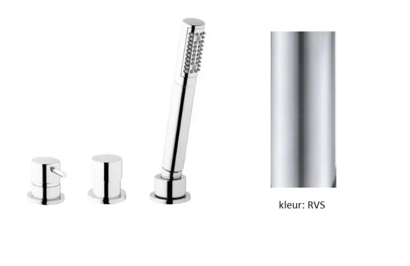 Waterevolution Flow Mitigeur de baignoire 3 trous pour montage sur le rebord de la baignoire inox T138SBIE