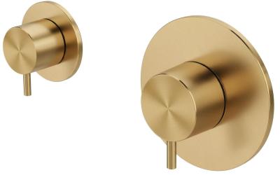 Thermostat de douche encastré Waterevolution Flow avec 1 robinet d'arrêt en laiton brossé