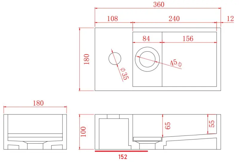 Fontaine en surface solide Solid-S Marble B36xD18xH10cm marbre noir mat, côté gauche avec trou pour robinet 1208954637.