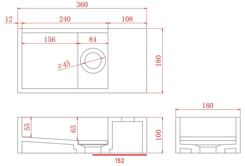 Fonte solide en surface solide Solid-S Marble B36xD18xH10cm marbre mat noir droit sans trou pour robinet 1208954639