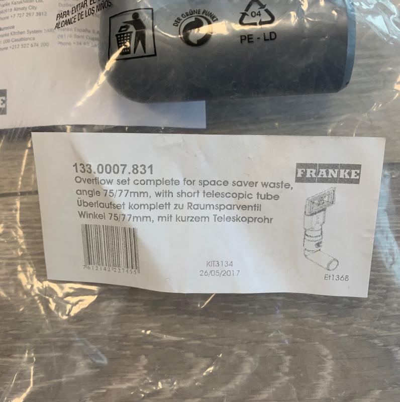 Franke Raccord de trop-plein Universel extra court 133.0052.765