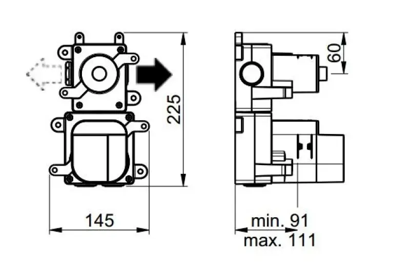 SB 316 AESTHETICS Mitigeur de douche thermostatique rond encastré avec 1 sortie/robinet d'arrêt entièrement en inox 1208954889