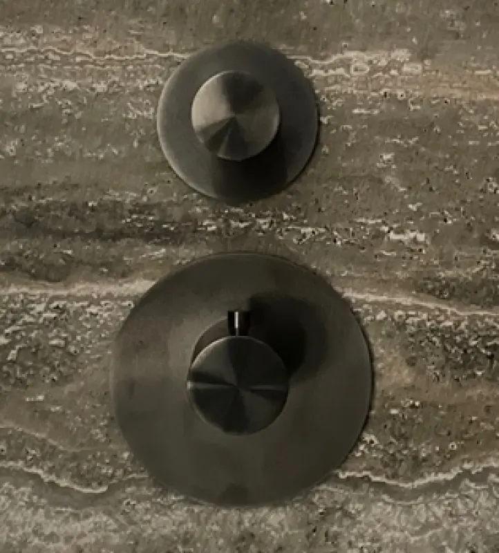 SB 316 AESTHETICS Mitigeur thermostatique Rond encastré avec 1 sortie/ robinet d'arrêt PVD brossé Gun metal 1208954896