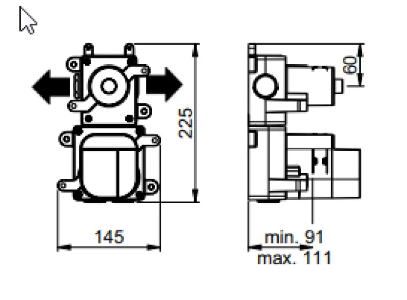 SB AESTHETICS Mitigeur thermostatique encastré rond avec 2 sorties / robinet d'arrêt, Noir mat 1208954916