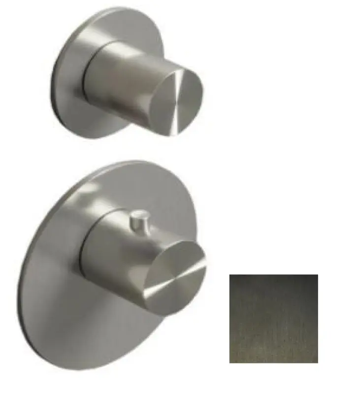 SB 316 AESTHETICS Mitigeur thermostatique rond encastré avec 2 sorties/robinet d'arrêt PVD Gun metal brossé 1208954918