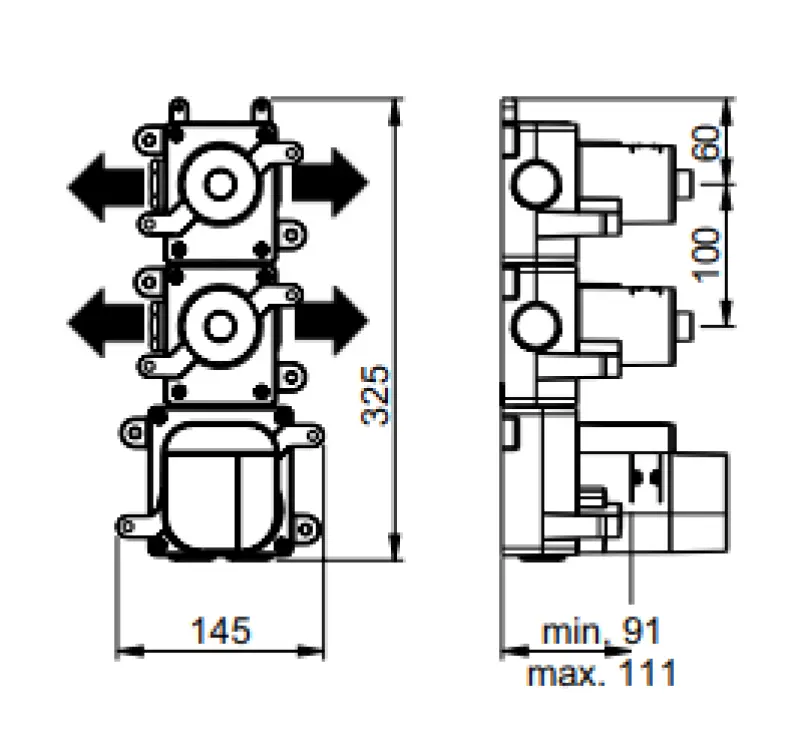 SB 316 AESTHETICS Mitigeur thermostatique rond encastré avec 4 sorties/ 2 inverseurs PVD Or brossé 1208954958