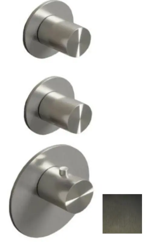 SB 316 AESTHETICS Mitigeur thermostatique rond encastré avec 4 sorties/ 2 robinets inverseurs PVD Gun metal brossé 1208954959