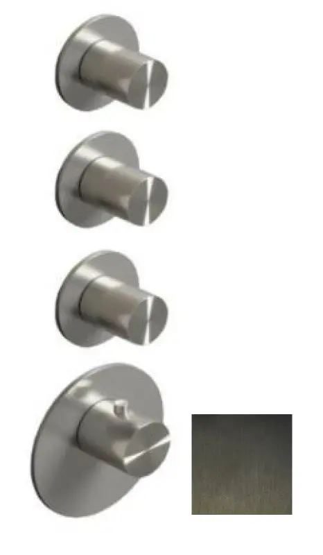 SB 316 AESTHETICS Mitigeur thermostatique rond encastré avec 3 sorties/ 3x robinets d'arrêt PVD Gun metal brossé 1208954967