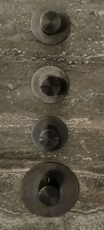 SB 316 AESTHETICS Mitigeur thermostatique rond encastré avec 3 sorties/ 3x robinets d'arrêt PVD Gun metal brossé 1208954967