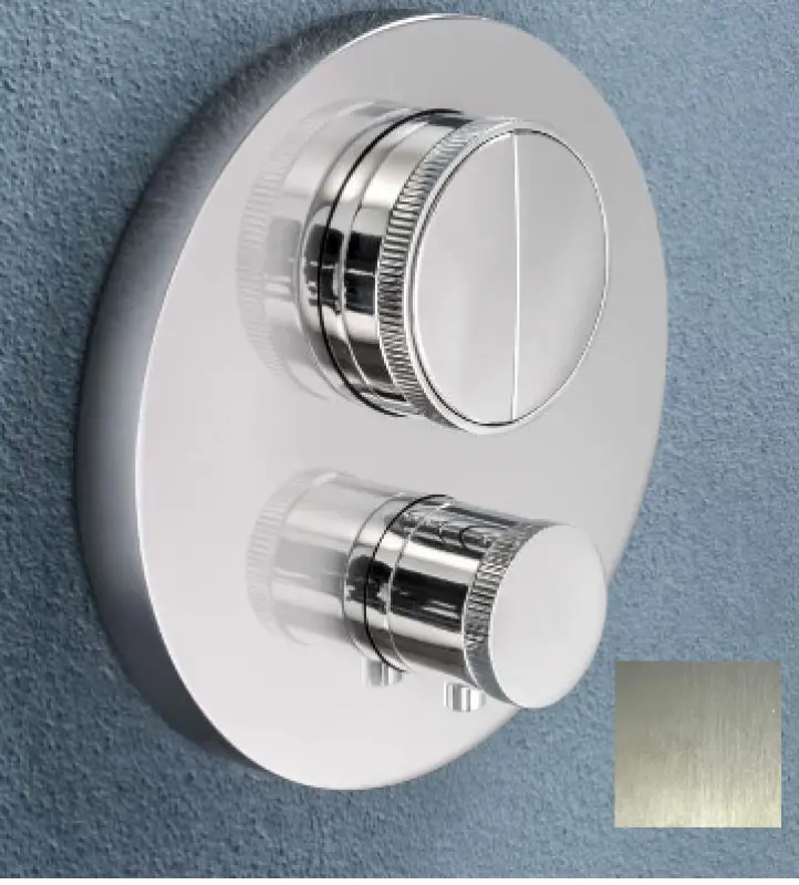 SB Push Round mitigeur thermostatique encastré avec inverseur à bouton poussoir et régulateur de débit inox 1208955060