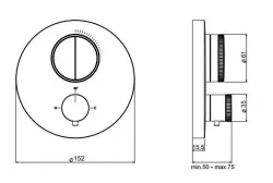 SB Push Mitigeur thermostatique encastré avec inverseur à bouton-poussoir et régulateur de débit PVD Gun metal brossé 1208955073