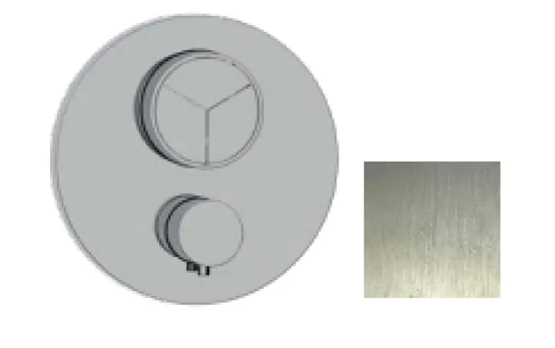 SB Push Round mitigeur thermostatique encastré avec inverseur 3 voies avec bouton poussoir et régulateur de débit inox 1208955075