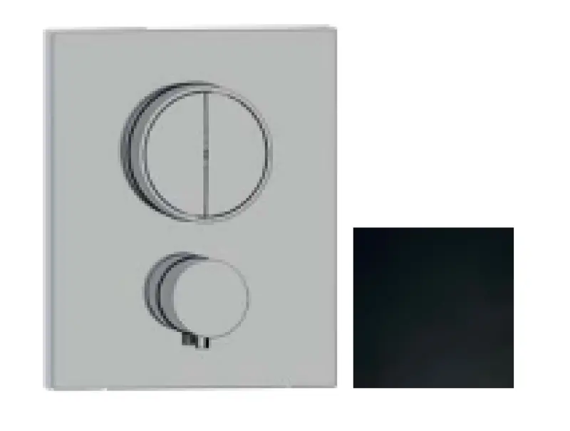 SB Push Square mitigeur thermostatique encastré avec inverseur à bouton-poussoir et régulateur de débit Noir mat 1208955126