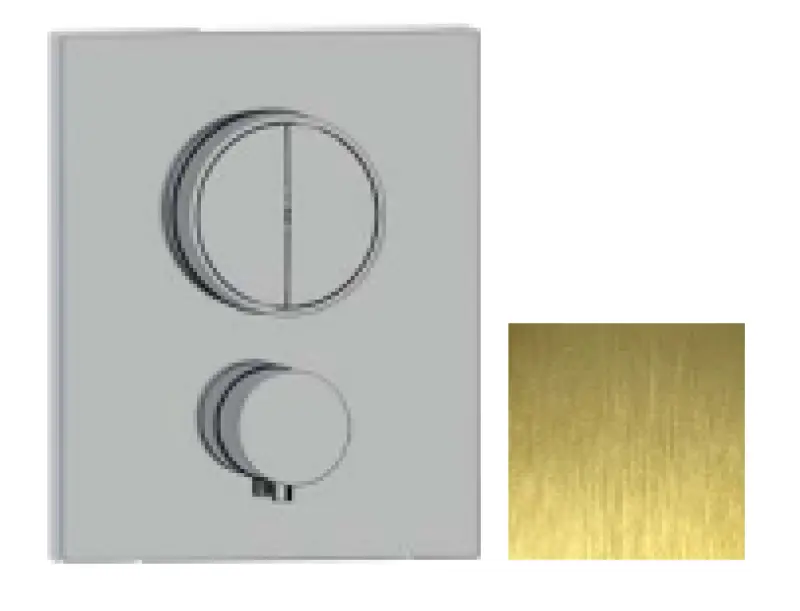 SB Push Square mitigeur thermostatique encastré avec bouton poussoir inverseur et régulateur de débit PVD Or 1208955129