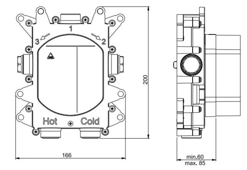 SB Push Mitigeur thermostatique encastré carré avec inverseur à bouton-poussoir 3 voies et régulateur de débit Blanc mat 1208955135
