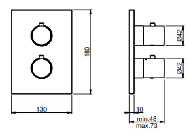 SB Universale Round on Square Mitigeur thermostatique encastré à 3 sorties en inox 316 1208955196