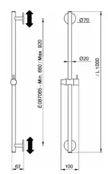 SB Rubinetterie Universale L 1000 Flexi Barre coulissante ronde chromée 1208955231