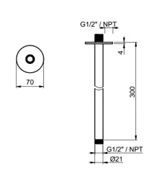 SB Round 316 Bras de douche au plafond rond 30 cm PVD or 1208955307