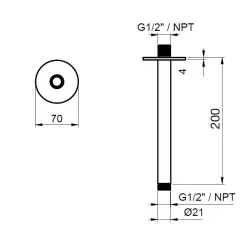 SB Round 316 Bras de douche au plafond rond 20cm PVD or 1208955310