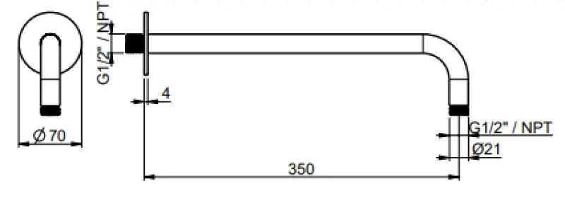 SB Round 316 Bras de douche mural rond 35 cm PVD cuivre 1208955315