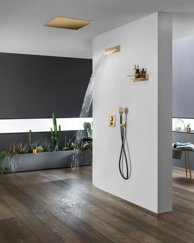 SB Square 316 Douche de pluie encastrée 50x50cm PVD or 1208955322