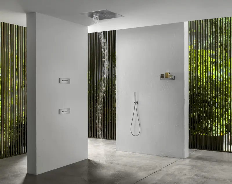 SB Square 316 Douche à effet de pluie encastrée avec tête de douche ondulée 38x38cm PVD cuivre 1208955324