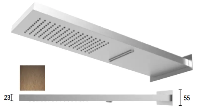 SB Square 316 Douche à effet pluie avec raccord mural et pomme de douche cascade PVD en cuivre 1208955330