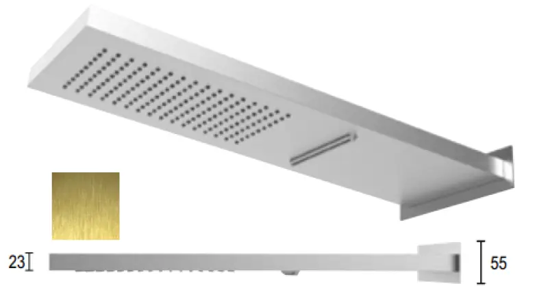 SB Square 316 Douche à effet de pluie avec raccord mural et cascade Douche PVD or 1208955331