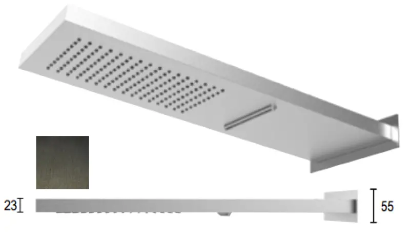 SB Square 316 Douche à effet de pluie avec raccordement mural et cascade Douche en PVD gun metal 1208955332