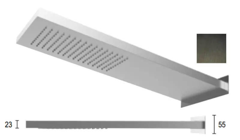 SB Douche de pluie carrée avec tête de douche murale en PVD gun metal 1208955335