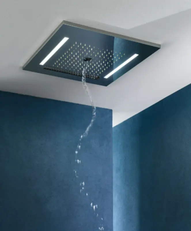 SB Wire-Twist Douche pluie encastrée avec éclairage chromothérapeutique PVD Gun metal 1208955382