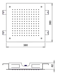 SB Chromothérapie Douche de pluie encastrée rectangle 2 faisceaux tout inox 1208955450