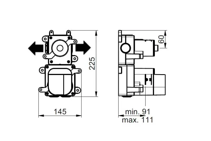 SB Set de douche rond inox brossé 316 encastré complet