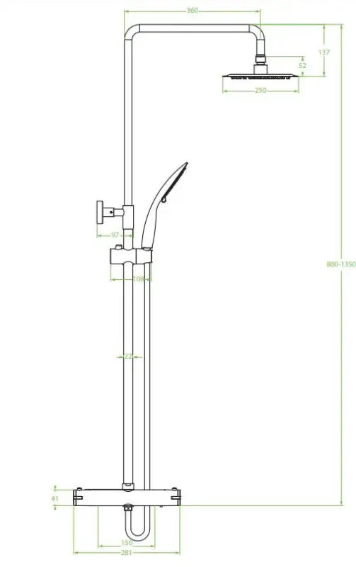 Aquadesign Valence ensemble de douche thermostatique avec douche à effet pluie chromé