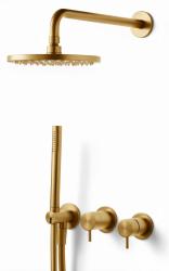 Waterevolution Flow Set de douche encastrable avec mitigeur thermostatique effet de pluie et douchette Laiton brossé