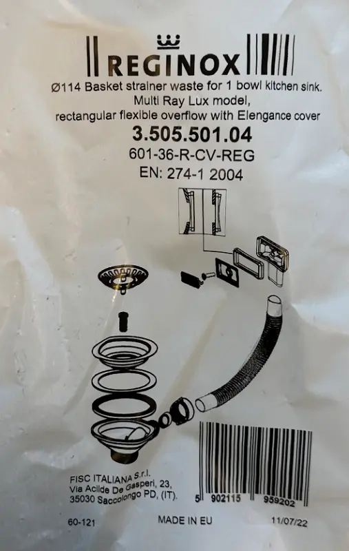 Reginox inox Raccord de vidange pour modèle Amsterdam et Texel 1208955830